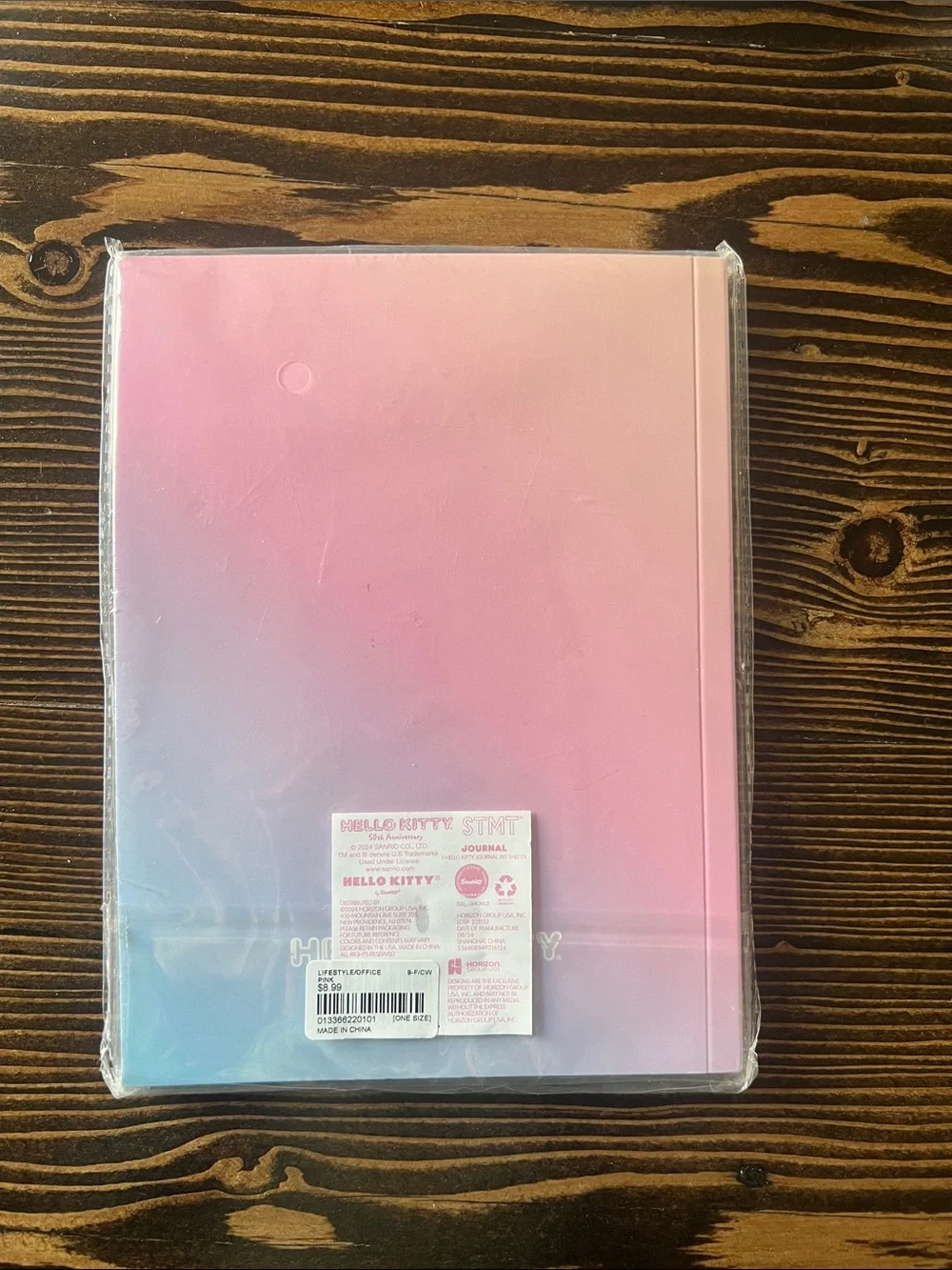 Hello Kitty Journal with Sparkle Bubble Sticker. 50th Anniversary notebook